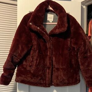 Avec Les Filles Deep Burgundy Teddy Jacket